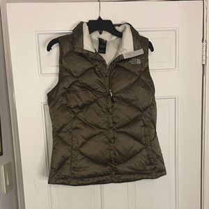 The North Face Olive Sleeveless Vest with Sherpa Collar